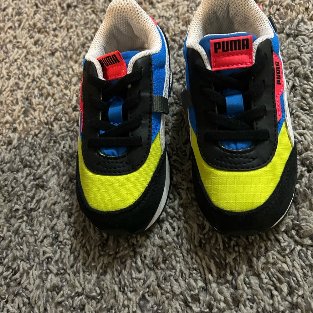Puma Kids' Vibrant Blue and Neon Sneakers